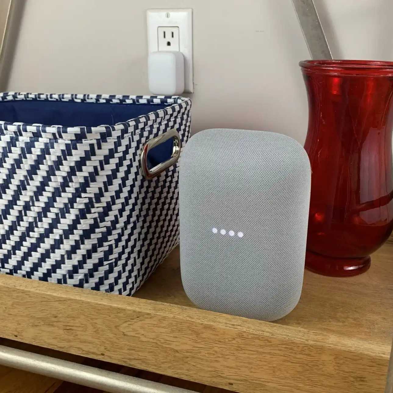 Google Nest Audio on shelf