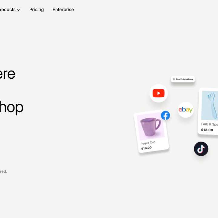 Shopify sales channels landing page