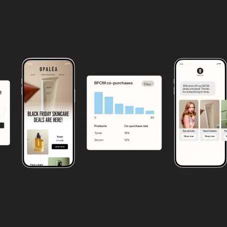 BFCM相关内容的五张手机屏幕展示