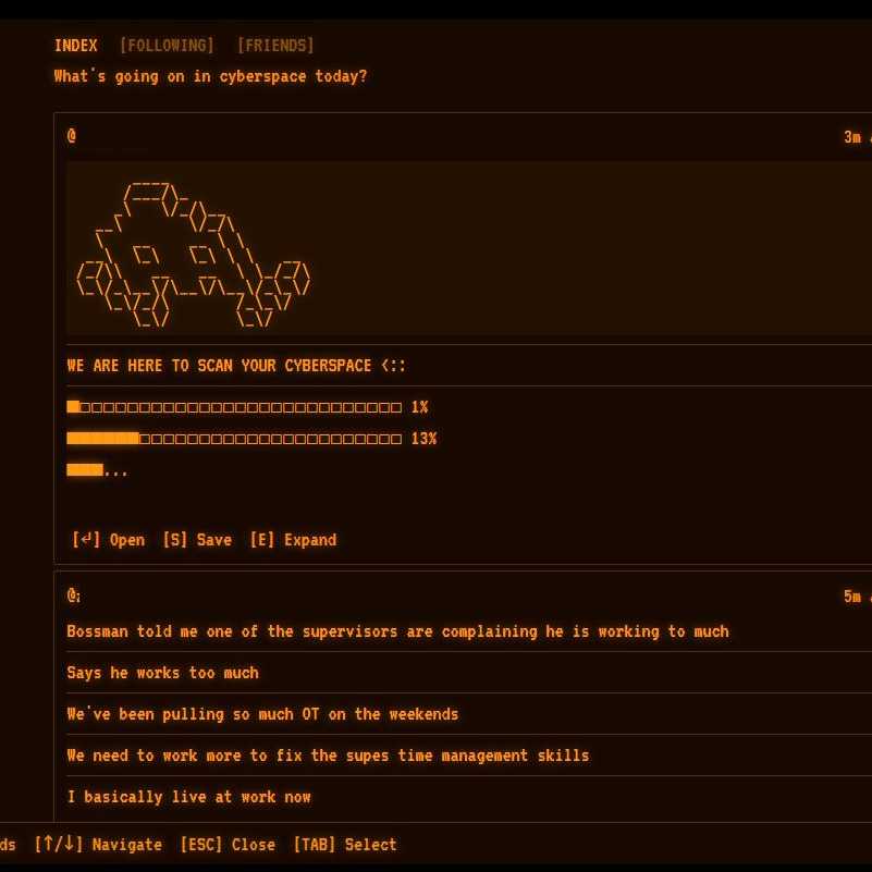 Cyberspace.online,一个独立开发者打造的赛博风格纯文本社交网站