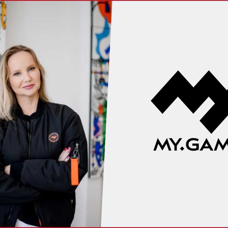 My.Games logo and Elena Grigorian