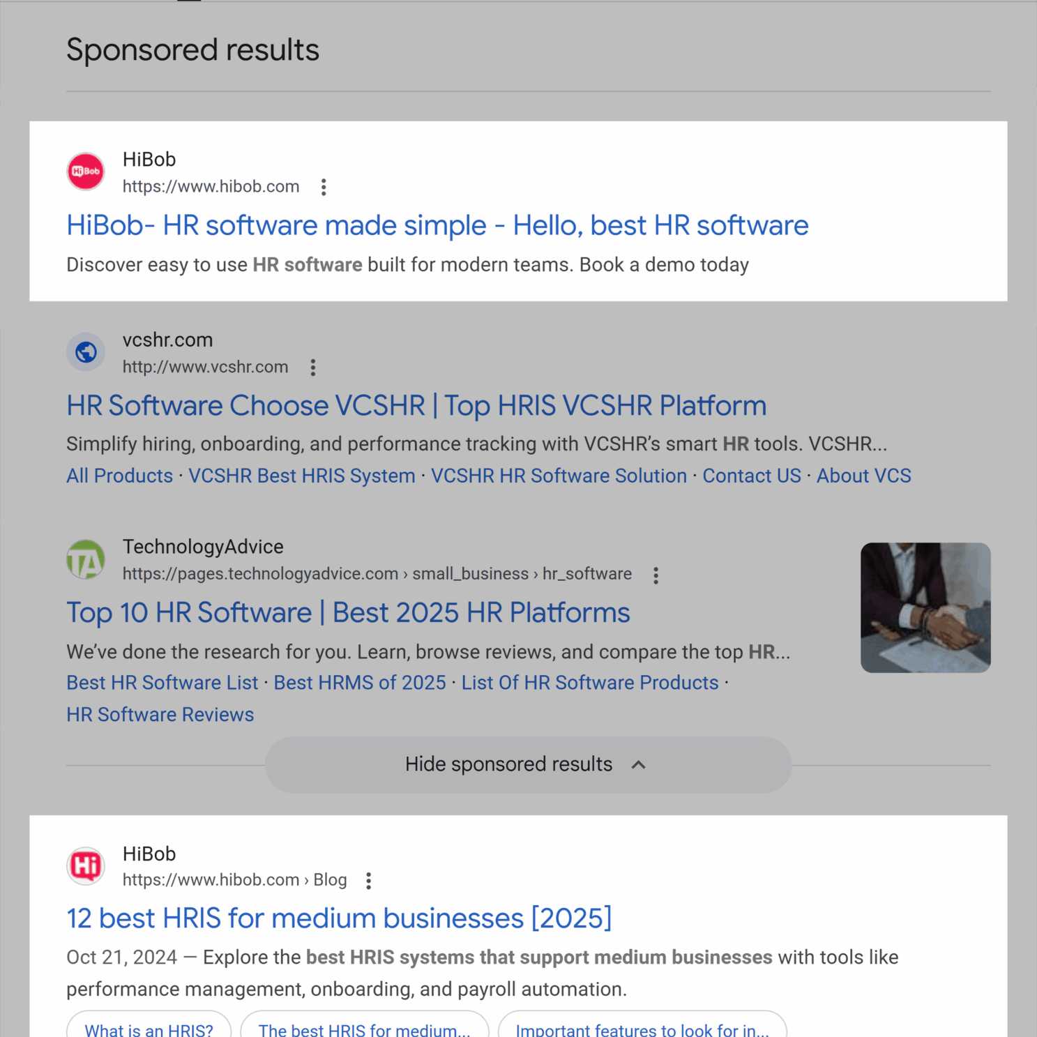 结合SEO和PPC的搜索结果示例